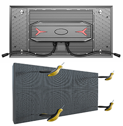 Serie OFM Acceso frontal para exteriores 2 pies x 1 pies IP68 Gabinete LED modular de alto brillo compatible con pared de video LED de esquina de 90 ° y cubo LED